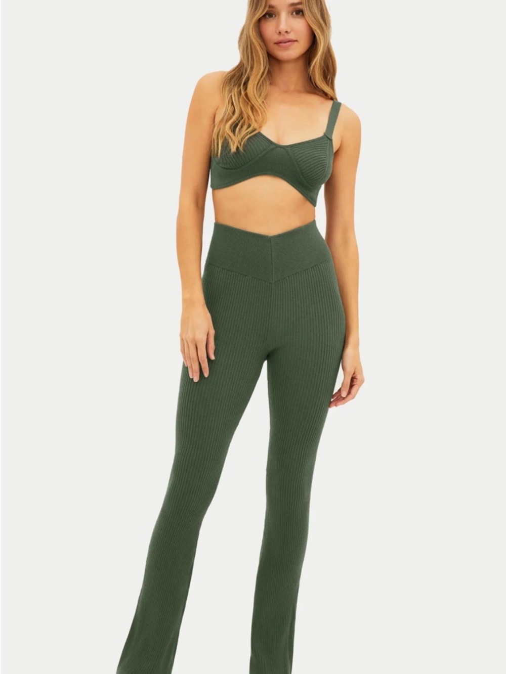 Beach Riot Olive Rib Tory Pant - Picture 2 of 4